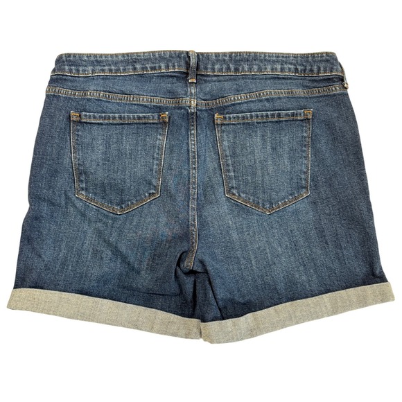 Old Navy Denim Shorts Ripped Distressed Cuffed Dark Wash Bermuda Womens Size 14 - Picture 2 of 9